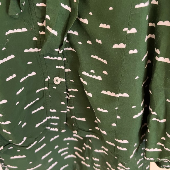 Mauve by anthropology green & black hi-lo bow front top - Picture 4 of 10